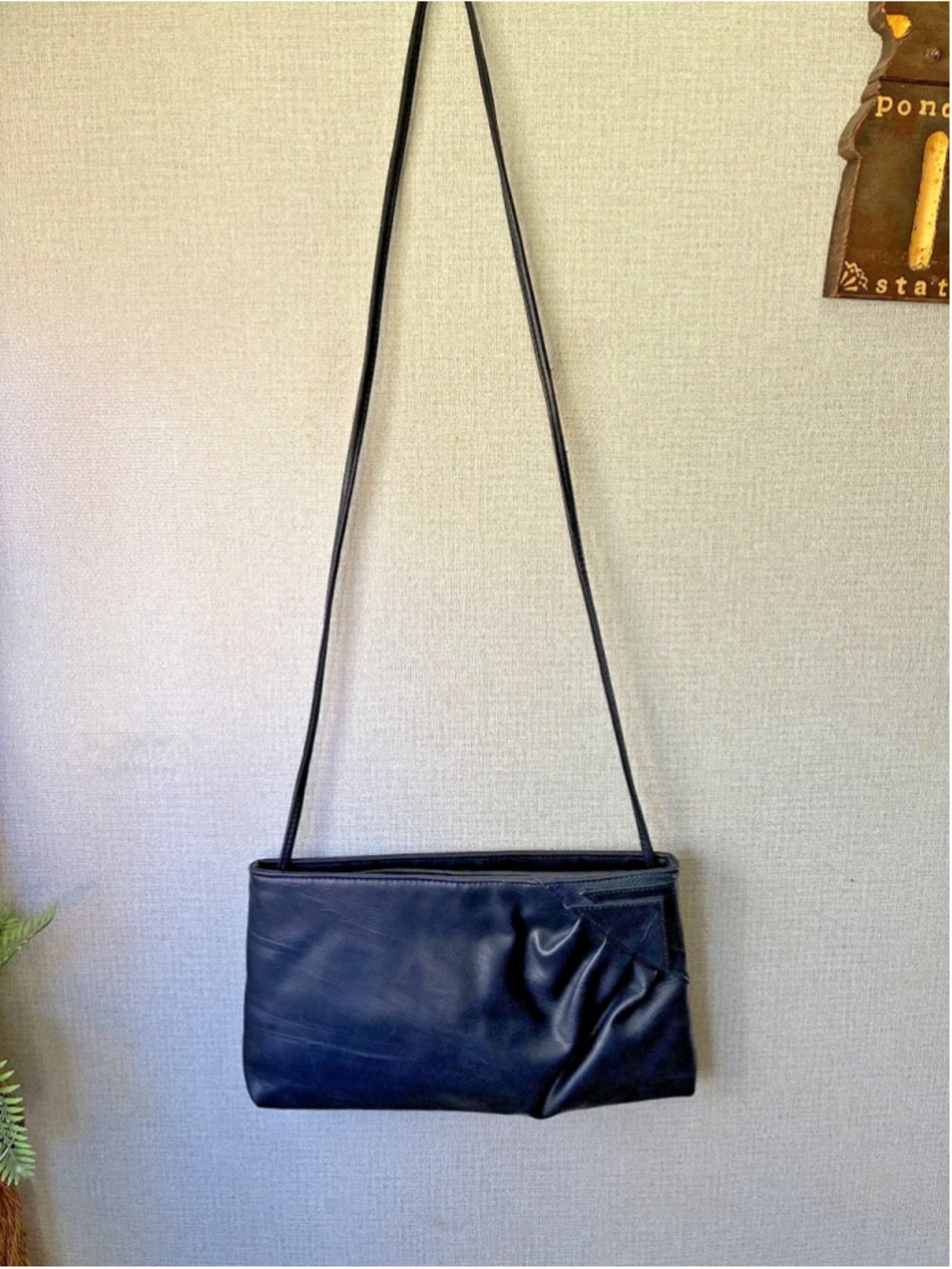 Vintage 90's Navy PARTNERS/MERVYN'S LEATHER CROSSBODY/SHOULDER BAG, SZ Small